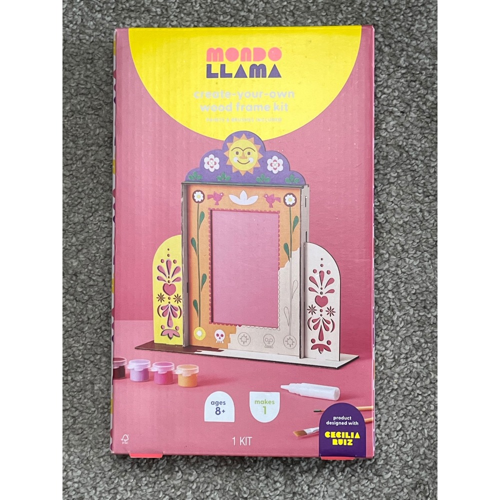 Mondo Llama Dia de Muertos Craft Wood Mini Ofrenda Painting Kit Kids OS